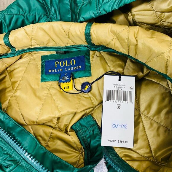 Polo Ralph Lauren Green Quilted Anorak Hooded Jacket Size S NWT 298$ - Picture 11 of 13